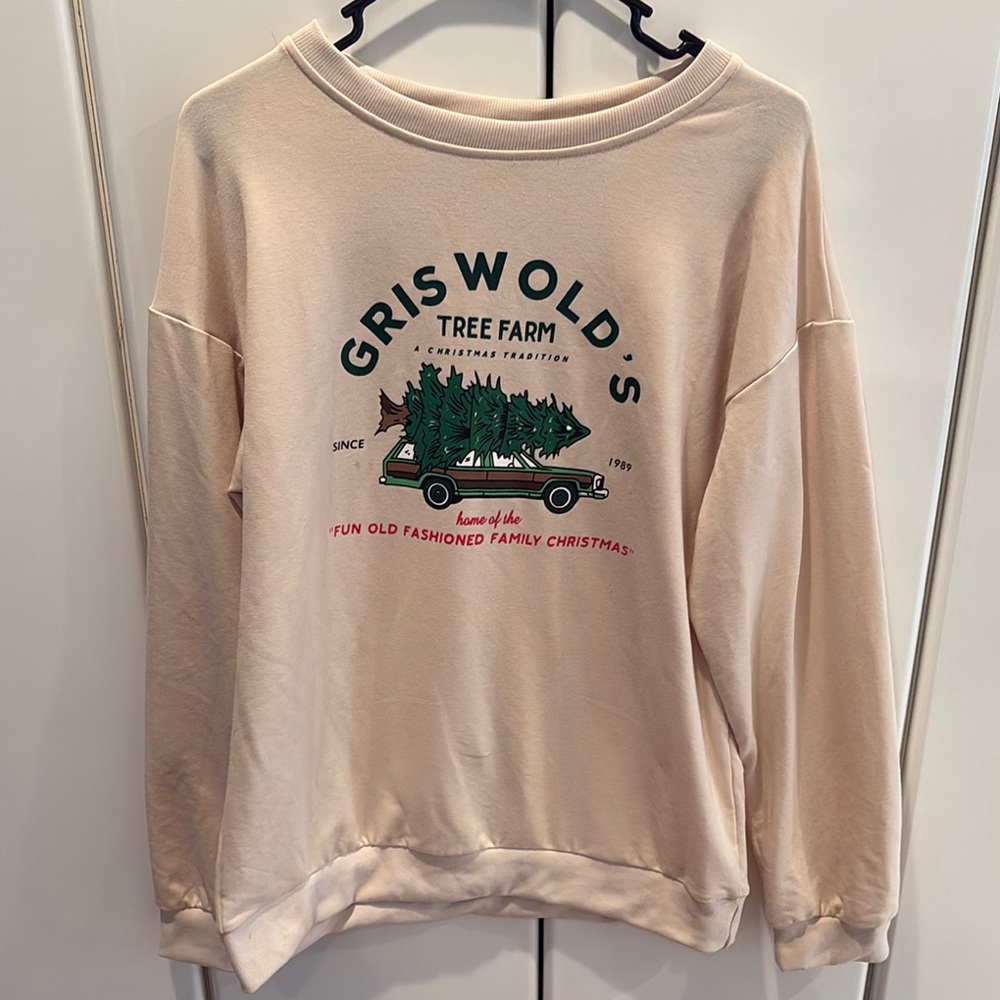 Cream Crew Neck Sweatshirt with Griswold Tree Service Graphic
